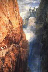 'The Passage of Mount St. Gothard from the centre of Teufels Broch' (Devil's Bridge) by Joseph Turner, 1804.